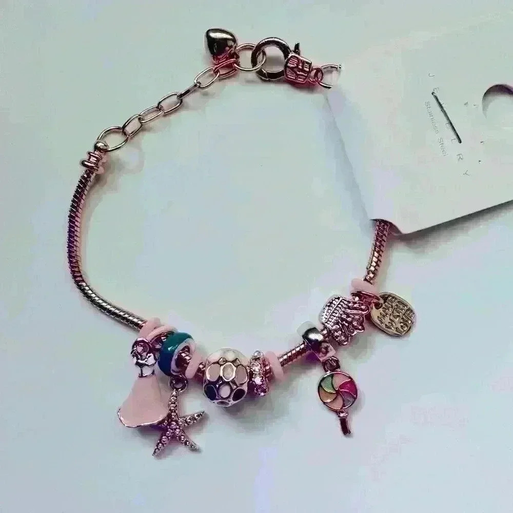 GOLD Tone Adjustable length Charm Beacelet - Picture 4 of 11